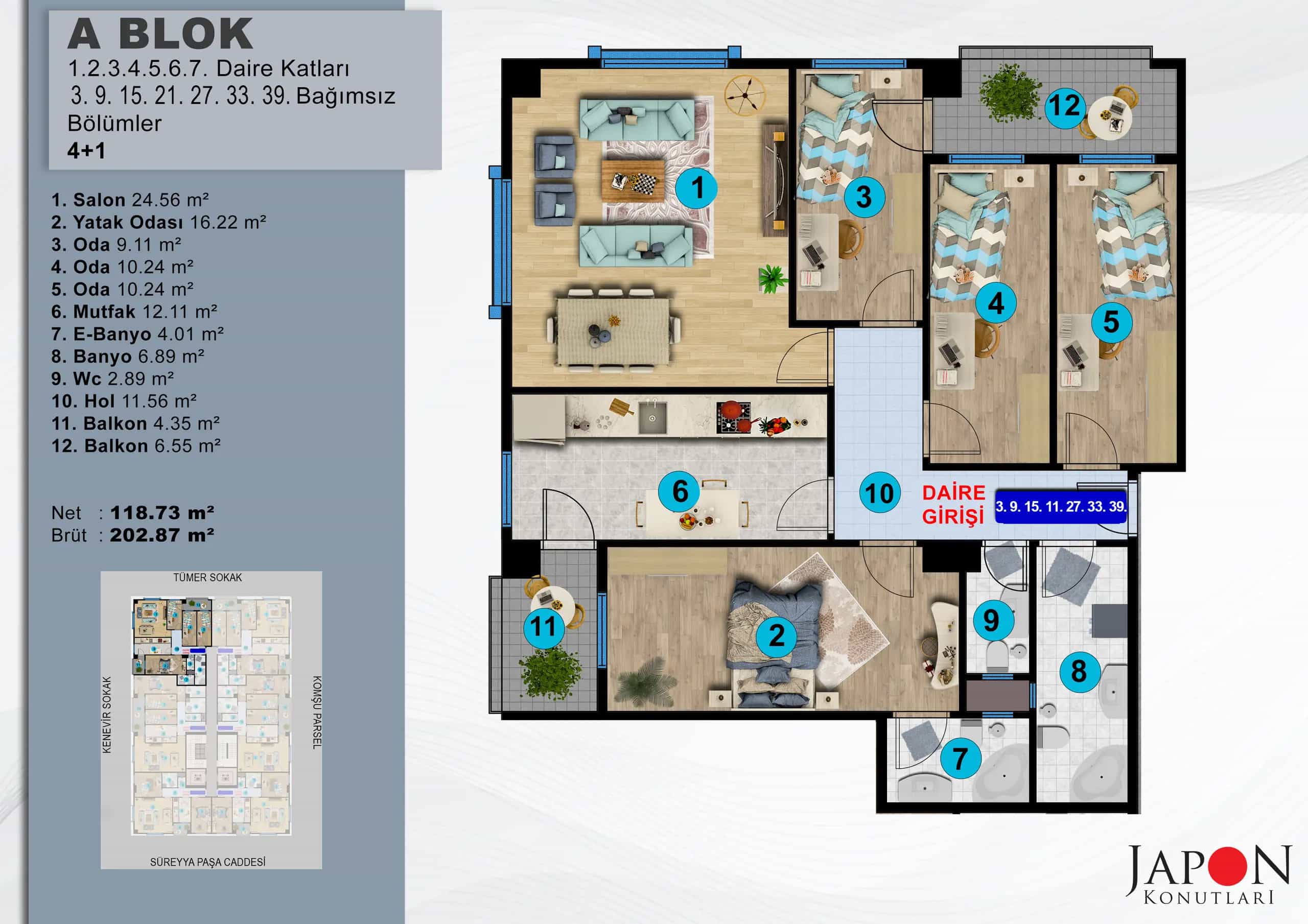 Pendik 27 A Blok 15 No'lu 4+1 Daire – Daire Planı