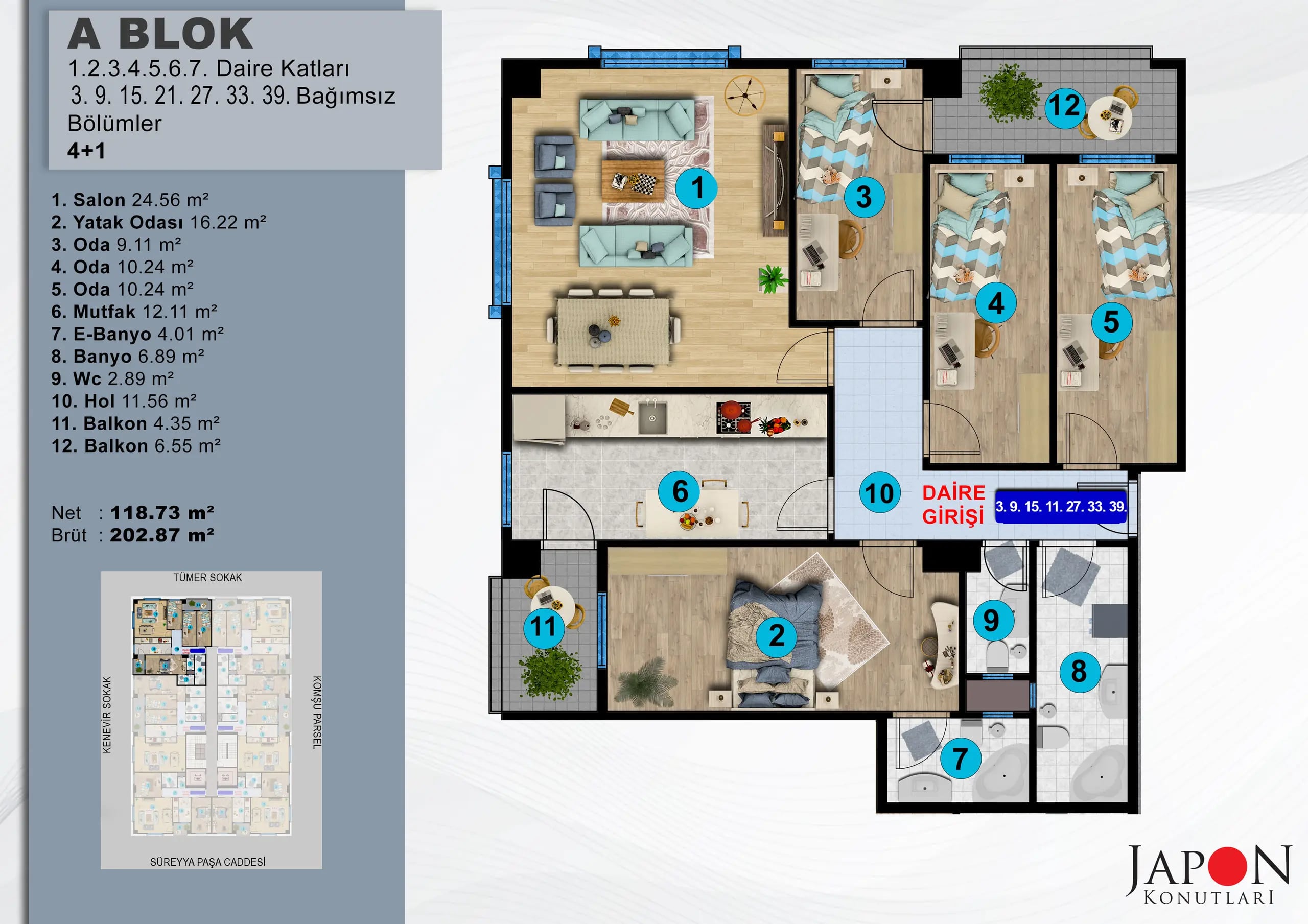 Pendik 27 A Blok 15 No'lu 4+1 Daire – Daire Planı