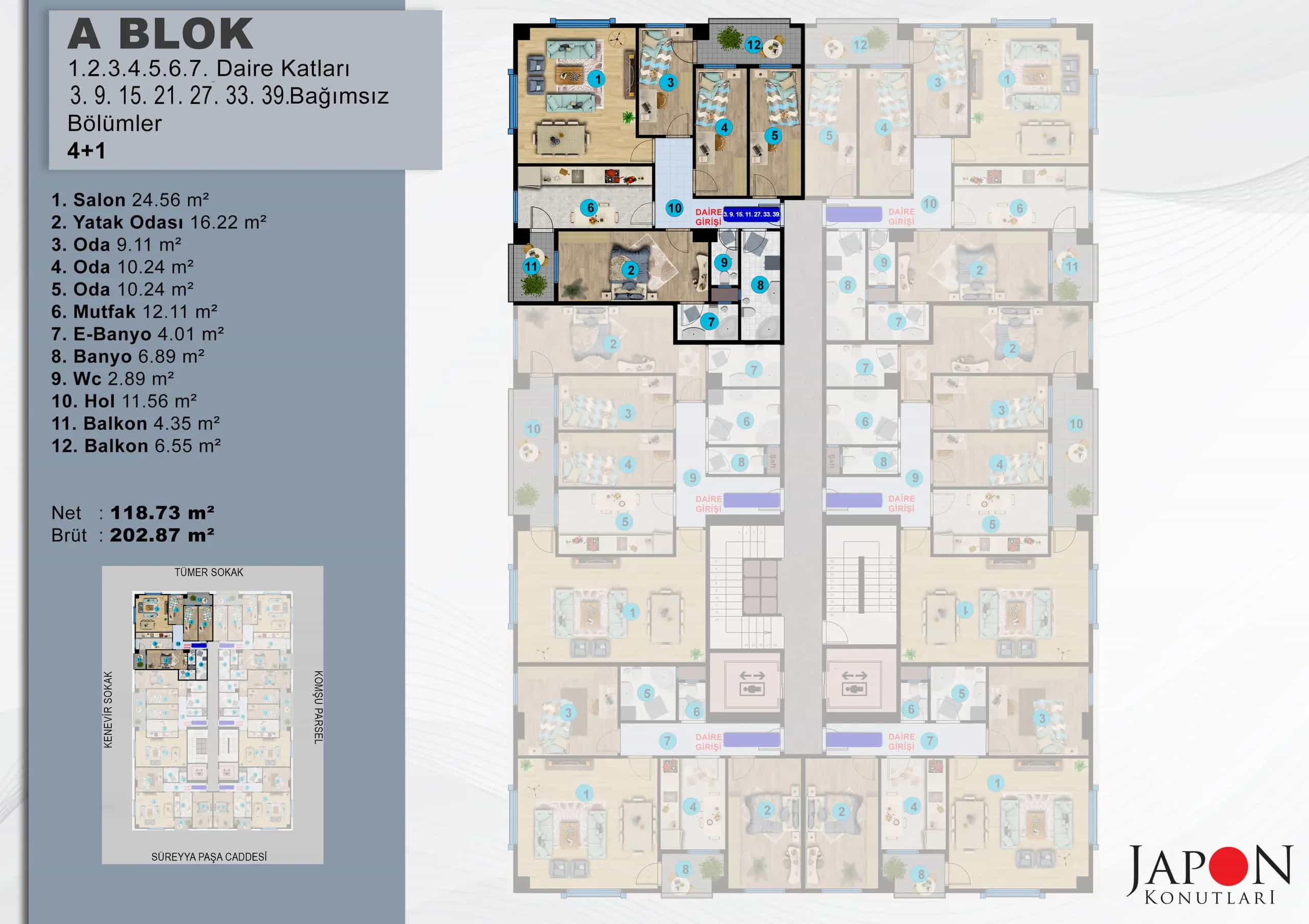 Pendik 27 A Blok 15 No'lu 4+1 Daire – Vaziyet Planı
