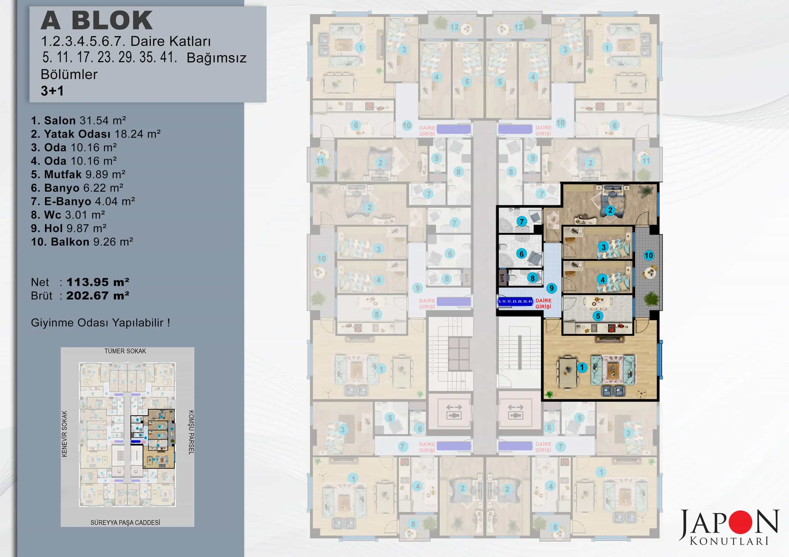 Pendik 27 A Blok 5 No'lu 3+1 Daire – Vaziyet Planı