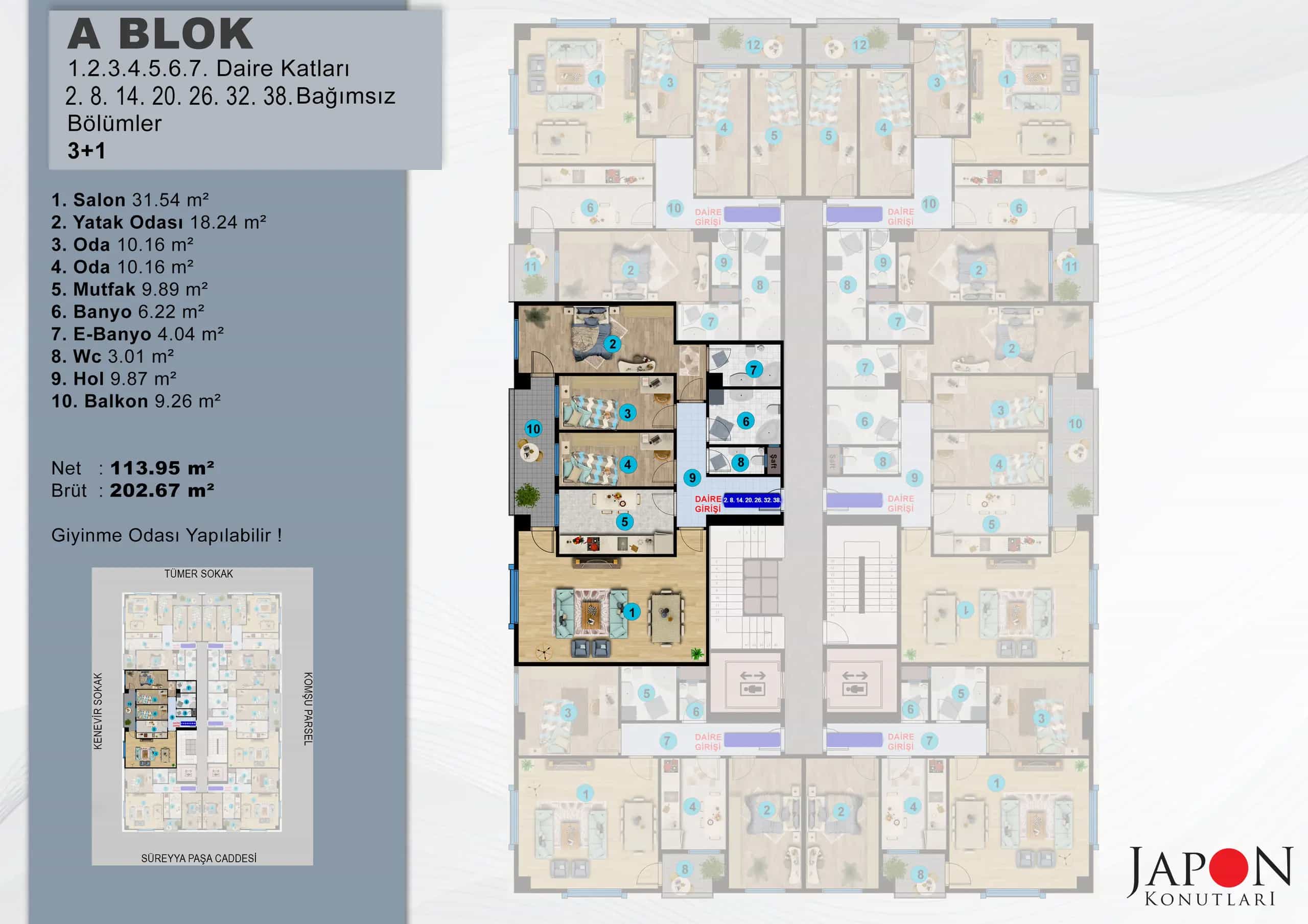 Pendik 27 A Blok 8 No'lu 3+1 Daire – Vaziyet Planı
