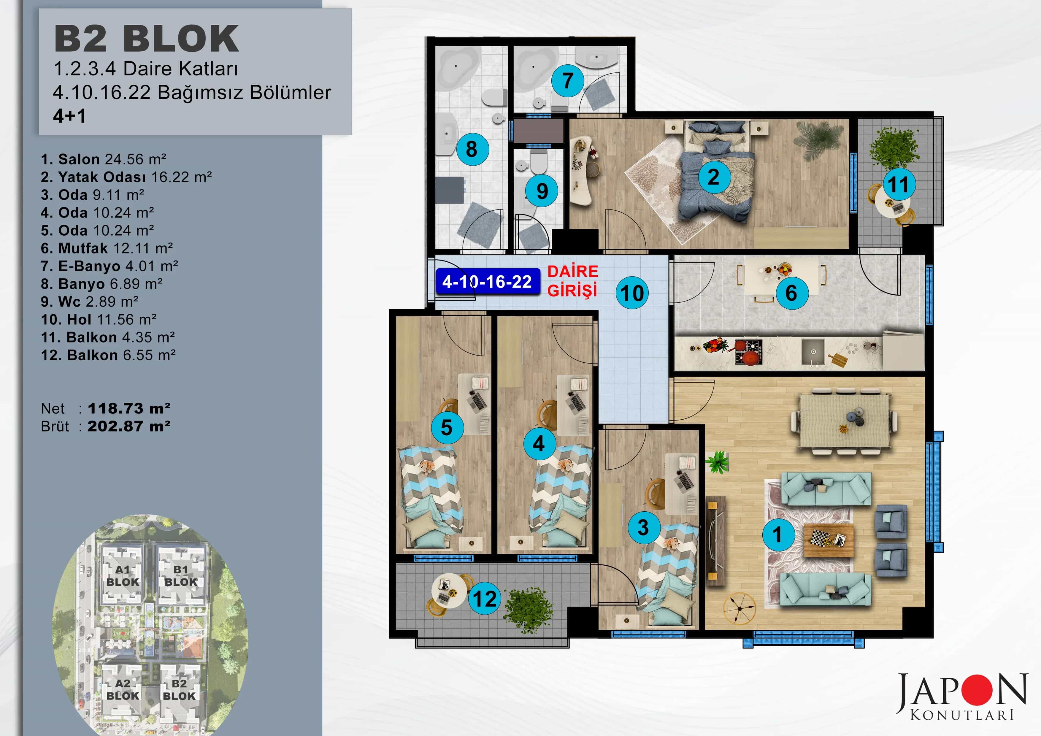Sancaktepe 25 B2 Blok 16 No'lu 4+1 Daire – Daire Planı