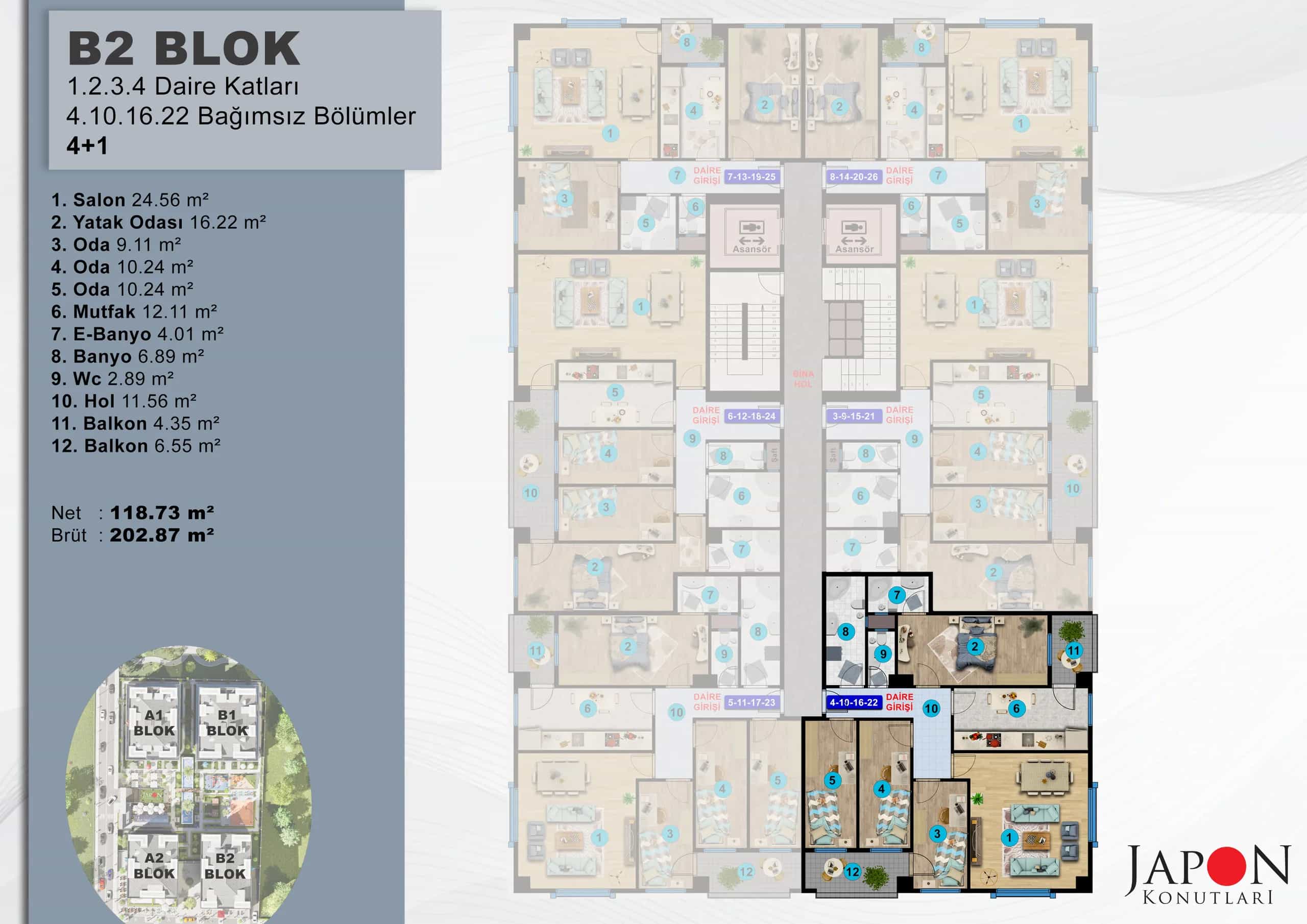 Sancaktepe 25 B2 Blok 16 No'lu 4+1 Daire – Vaziyet Planı