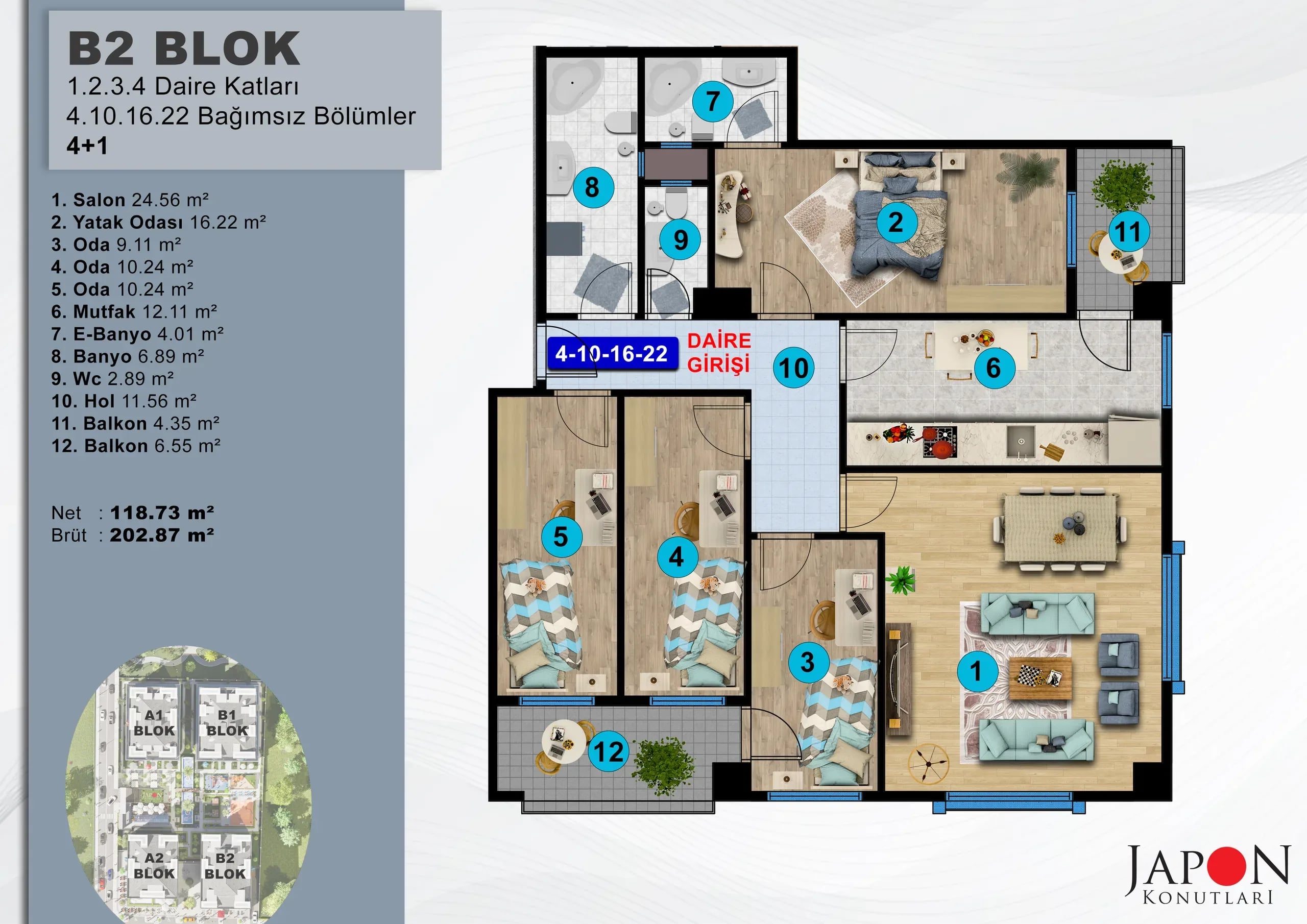 Sancaktepe 25 B2 Blok 22 No'lu 4+1 Daire – Daire Planı