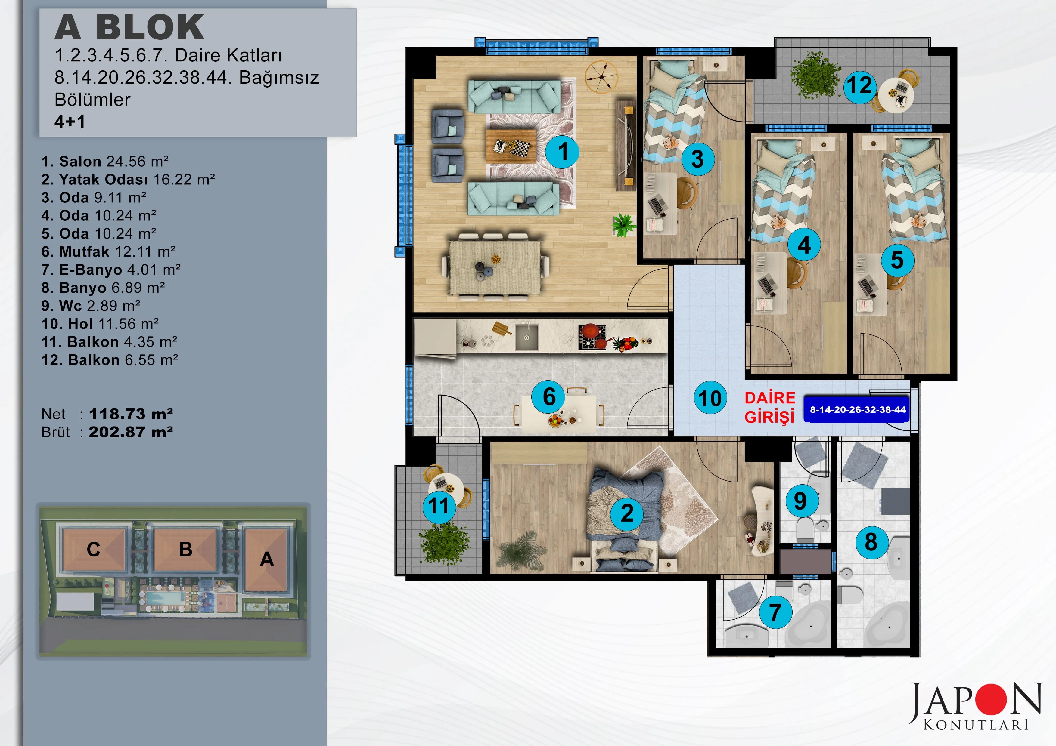 Sancaktepe 26 A Blok 20 No'lu 4+1 Daire – Daire Planı