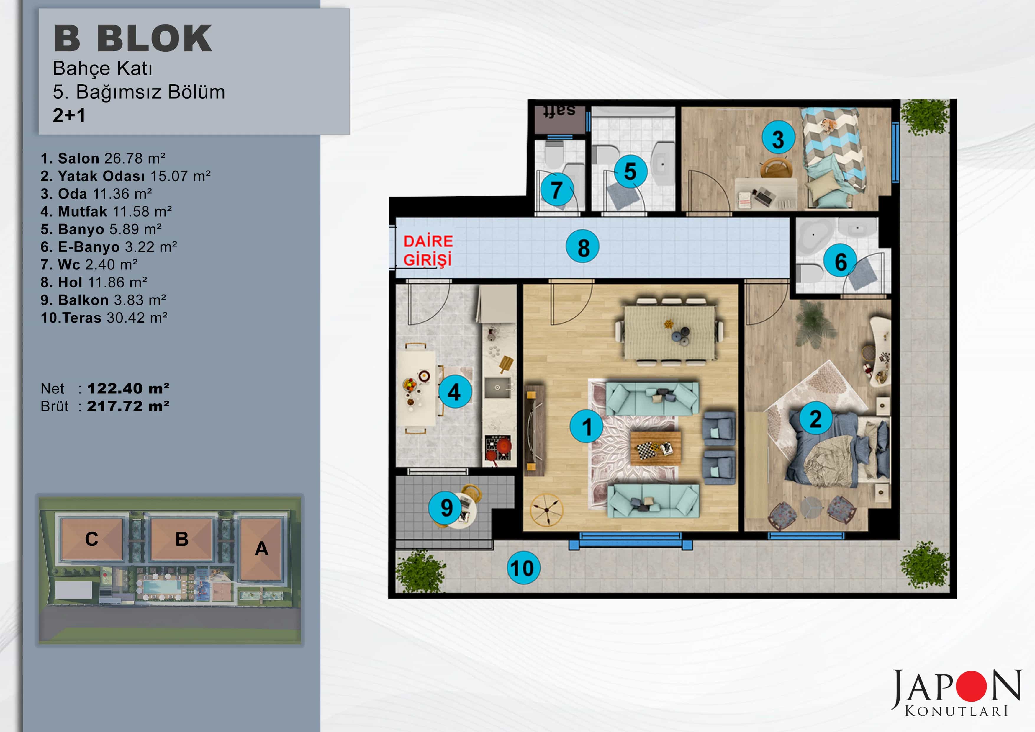 Sancaktepe 26 B Blok 5 No'lu 2+1 Daire – Daire Planı