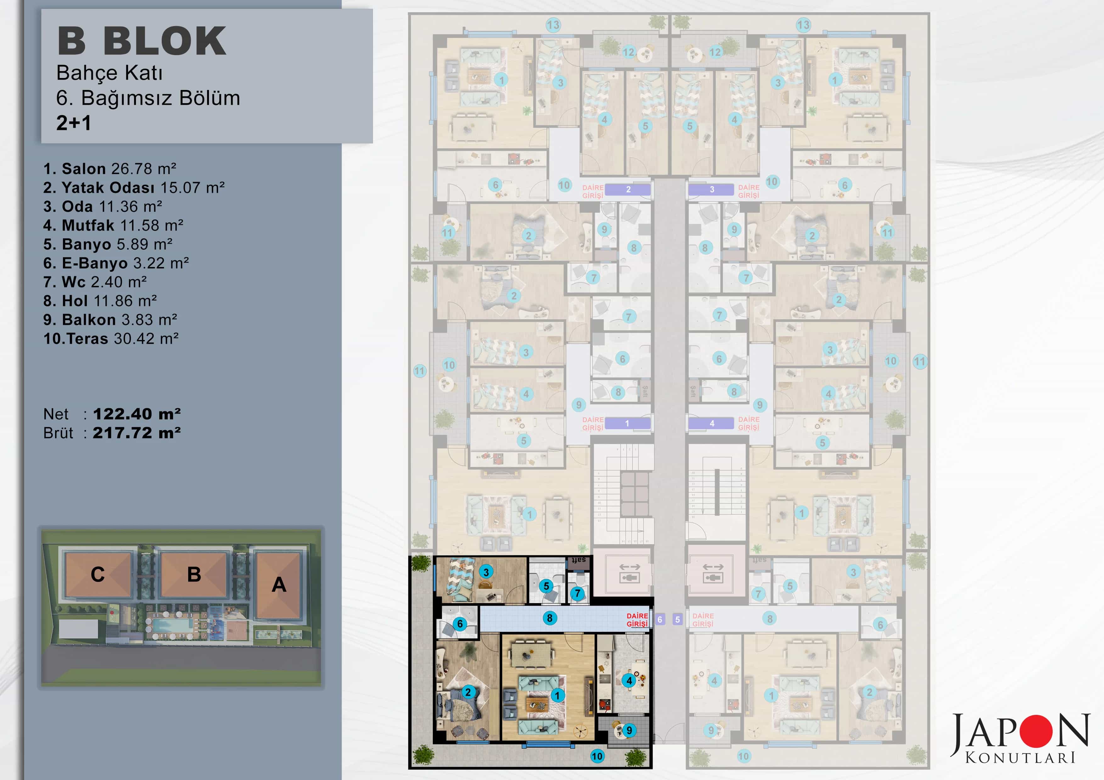 Sancaktepe 26 B Blok 6 No'lu 2+1 Daire – Vaziyet Planı