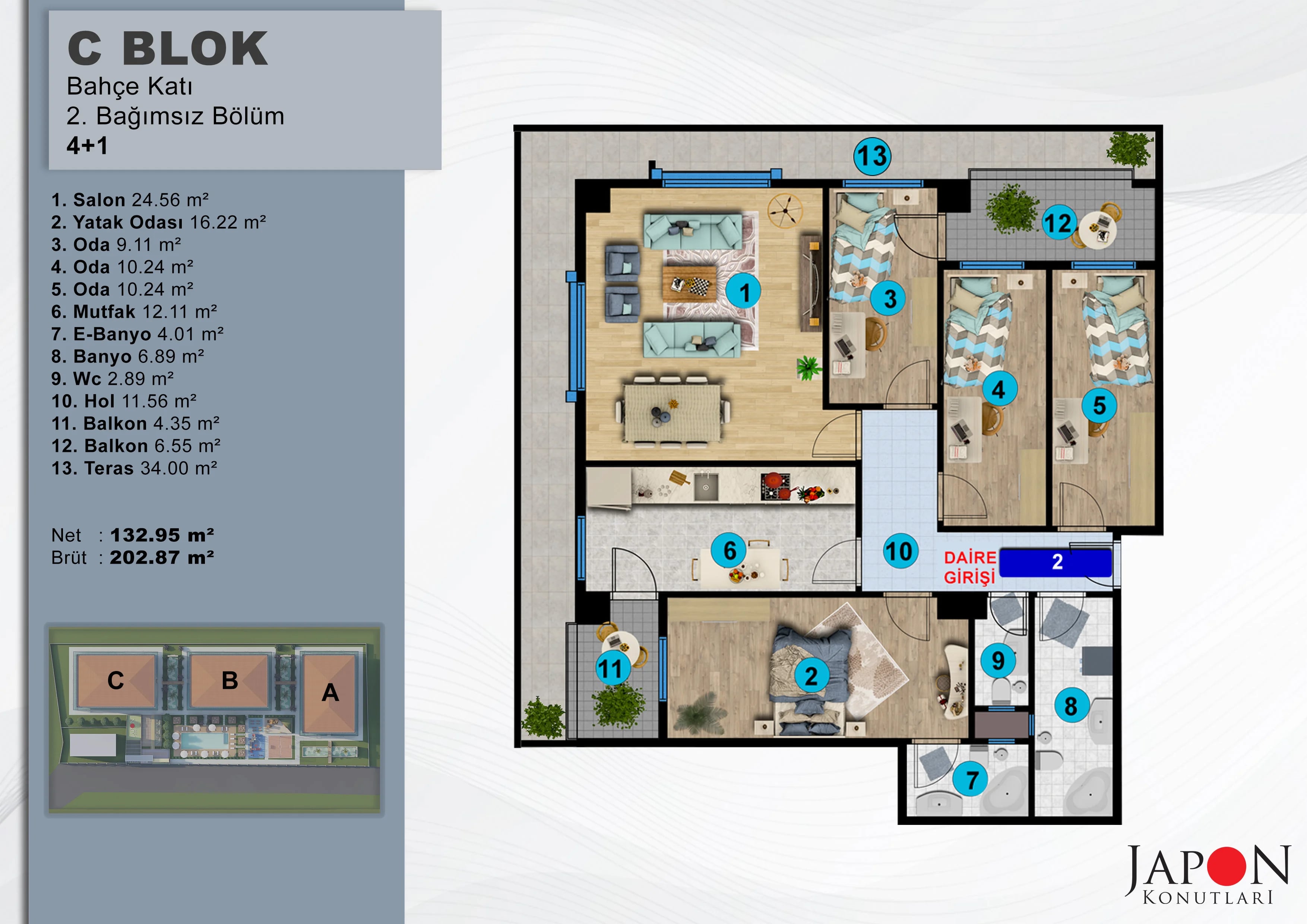 Sancaktepe 26 C Blok 2 No'lu 4+1 Daire – Daire Planı