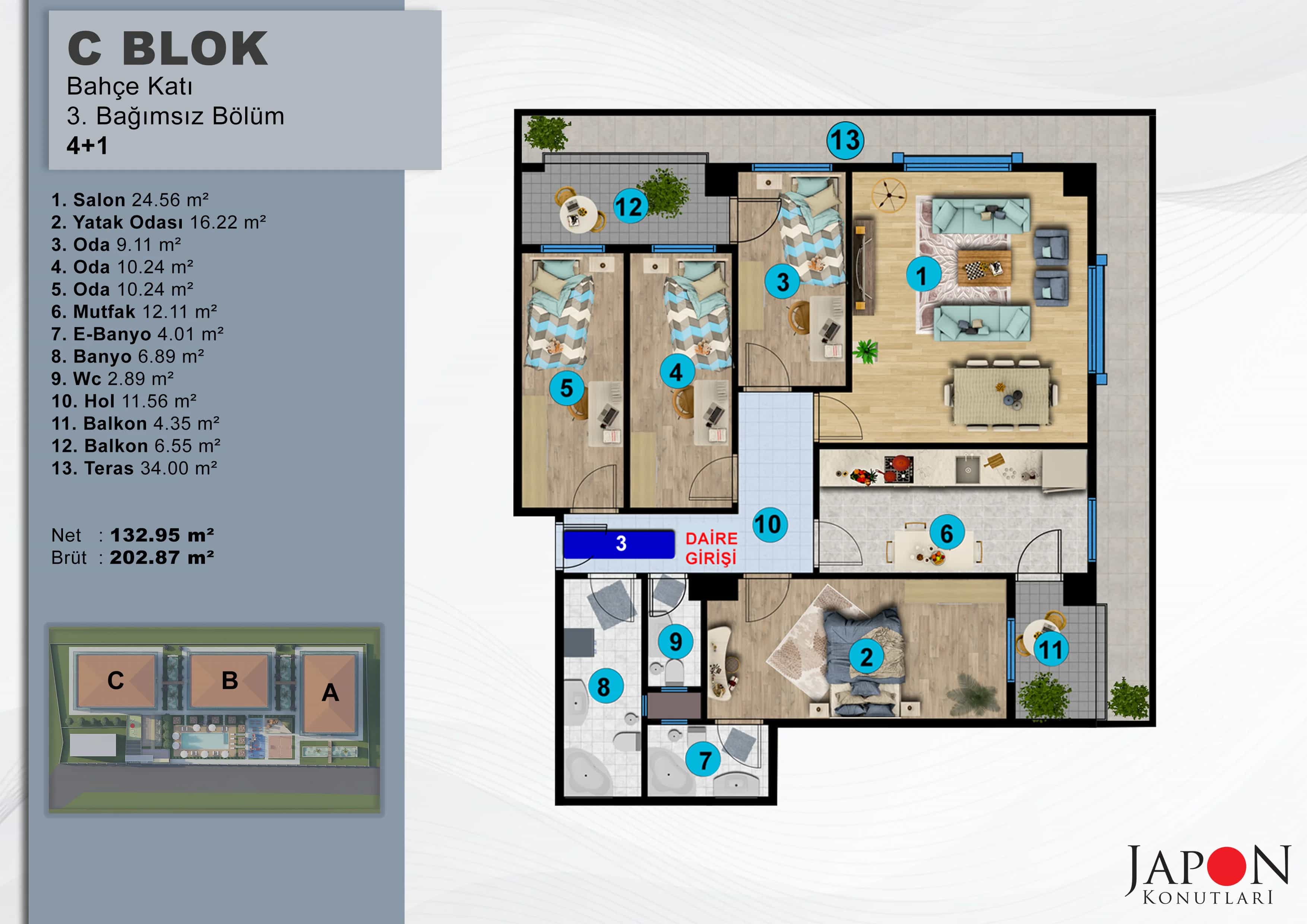 Sancaktepe 26 C Blok 3 No'lu 4+1 Daire – Daire Planı