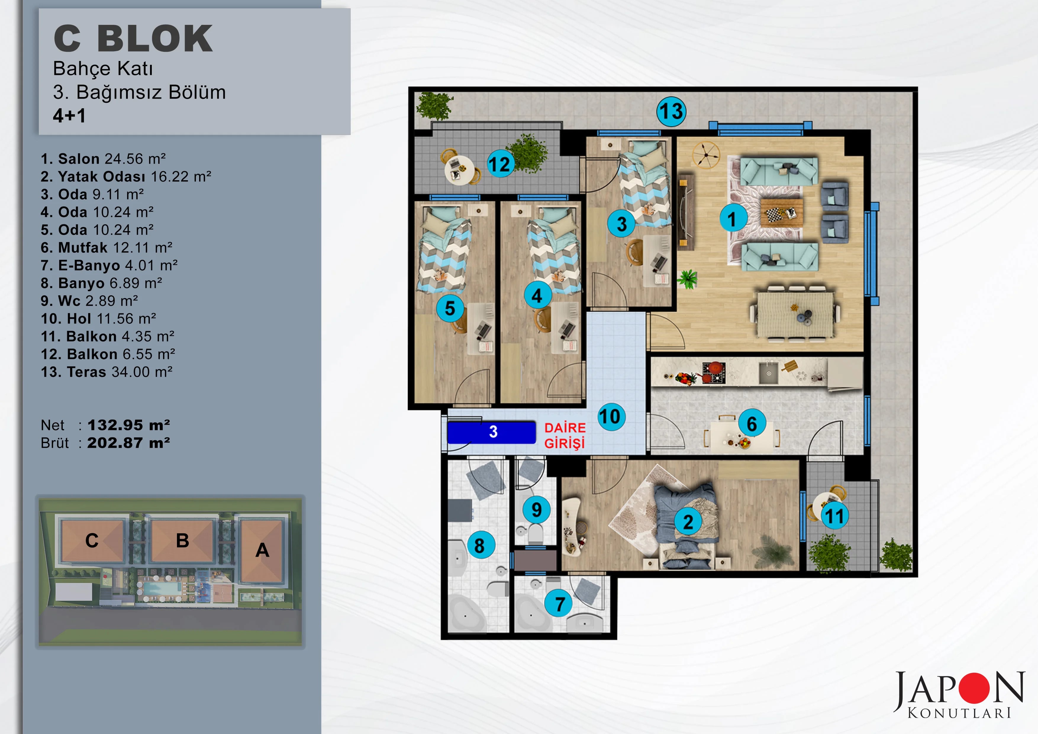 Sancaktepe 26 C Blok 3 No'lu 4+1 Daire – Daire Planı