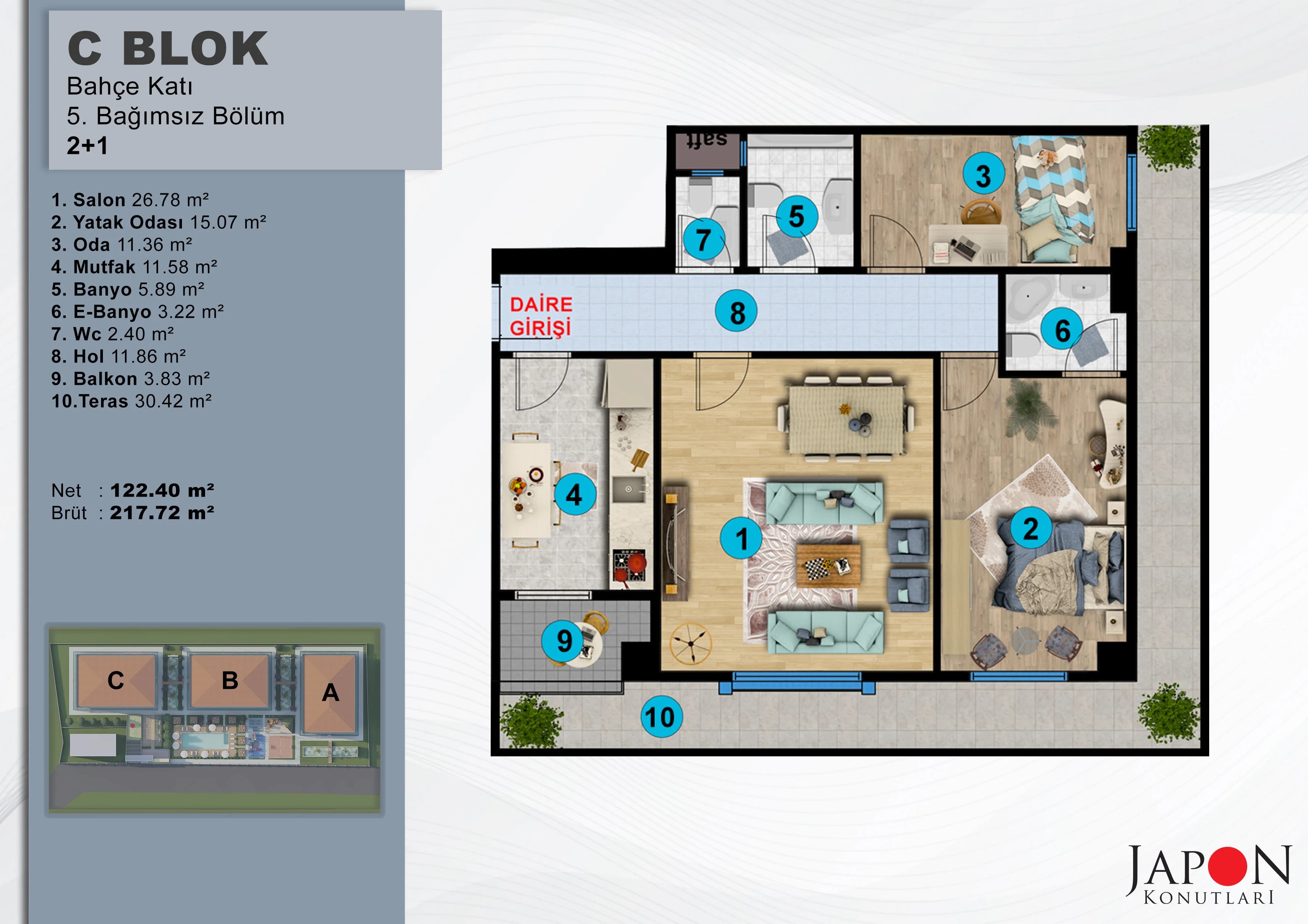 Sancaktepe 26 C Blok 5 No'lu 2+1 Daire – Daire Planı