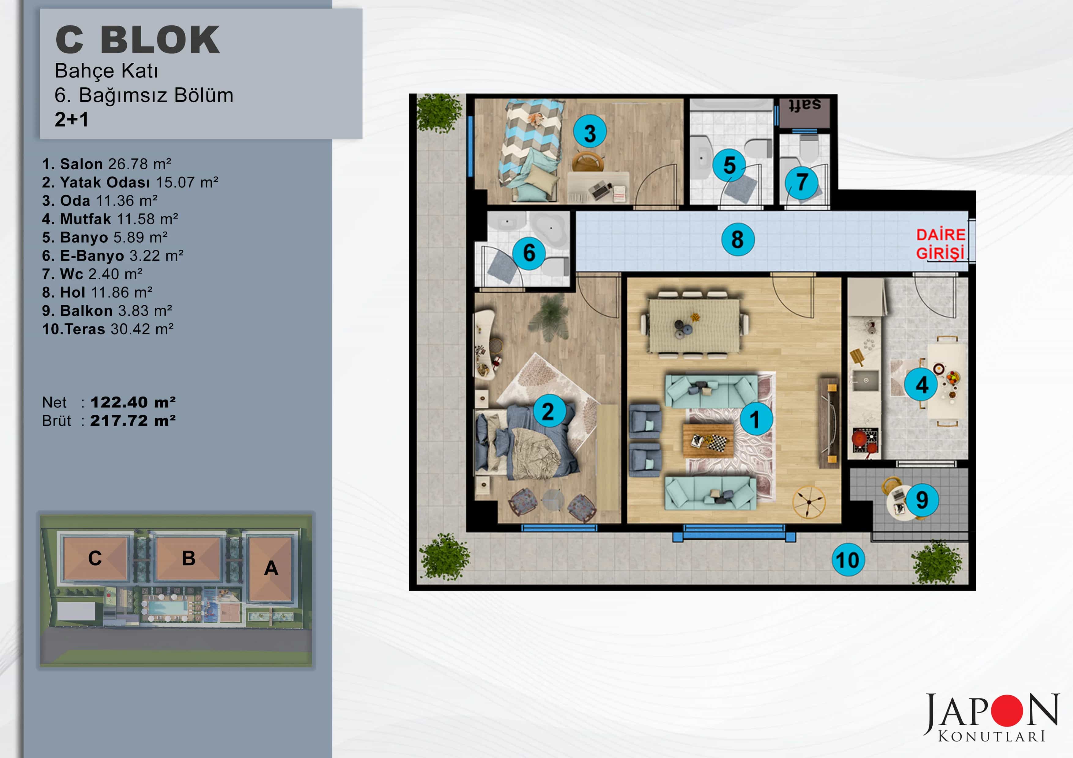 Sancaktepe 26 C Blok 6 No'lu 2+1 Daire – Daire Planı