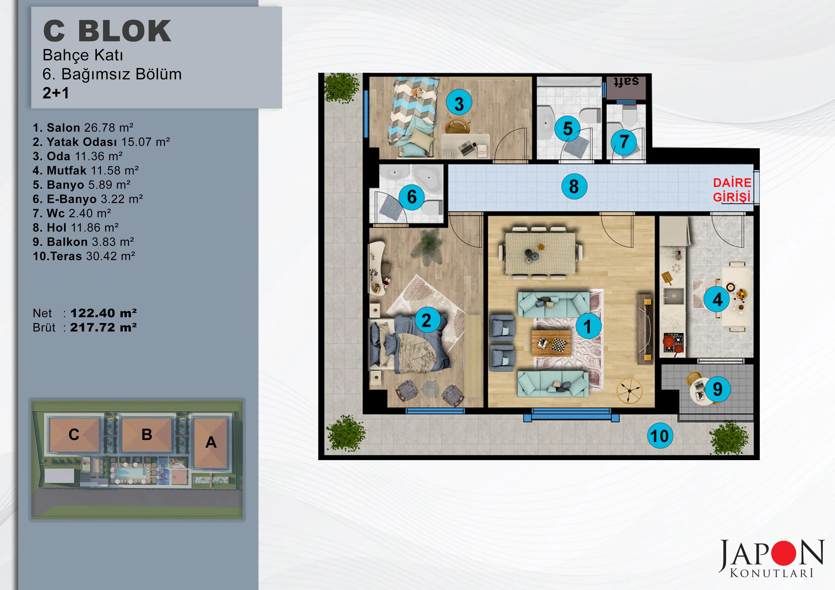 Sancaktepe 26 C Blok 6 No'lu 2+1 Daire – Daire Planı