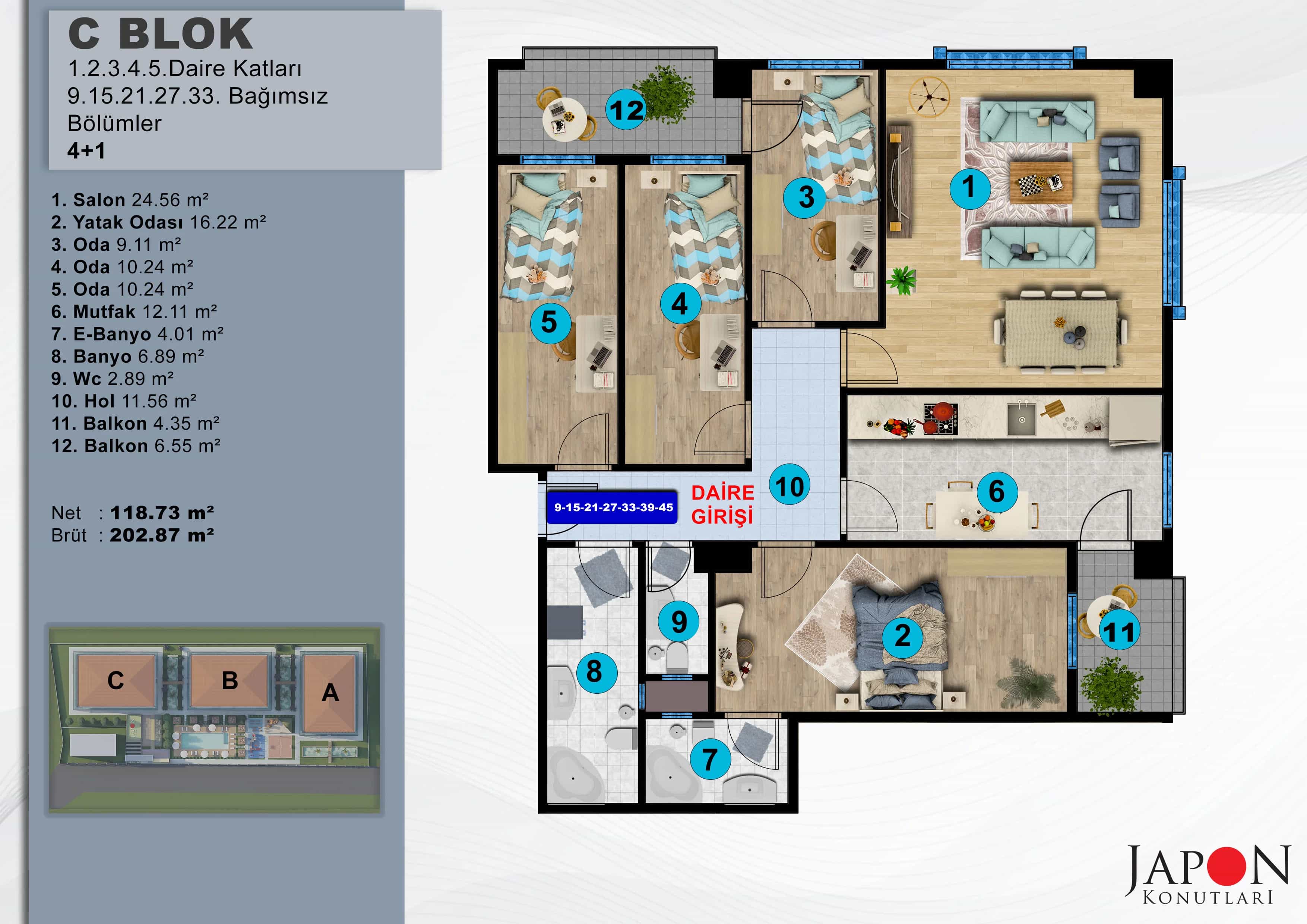 Sancaktepe 26 C Blok 15 No'lu 4+1 Daire – Daire Planı