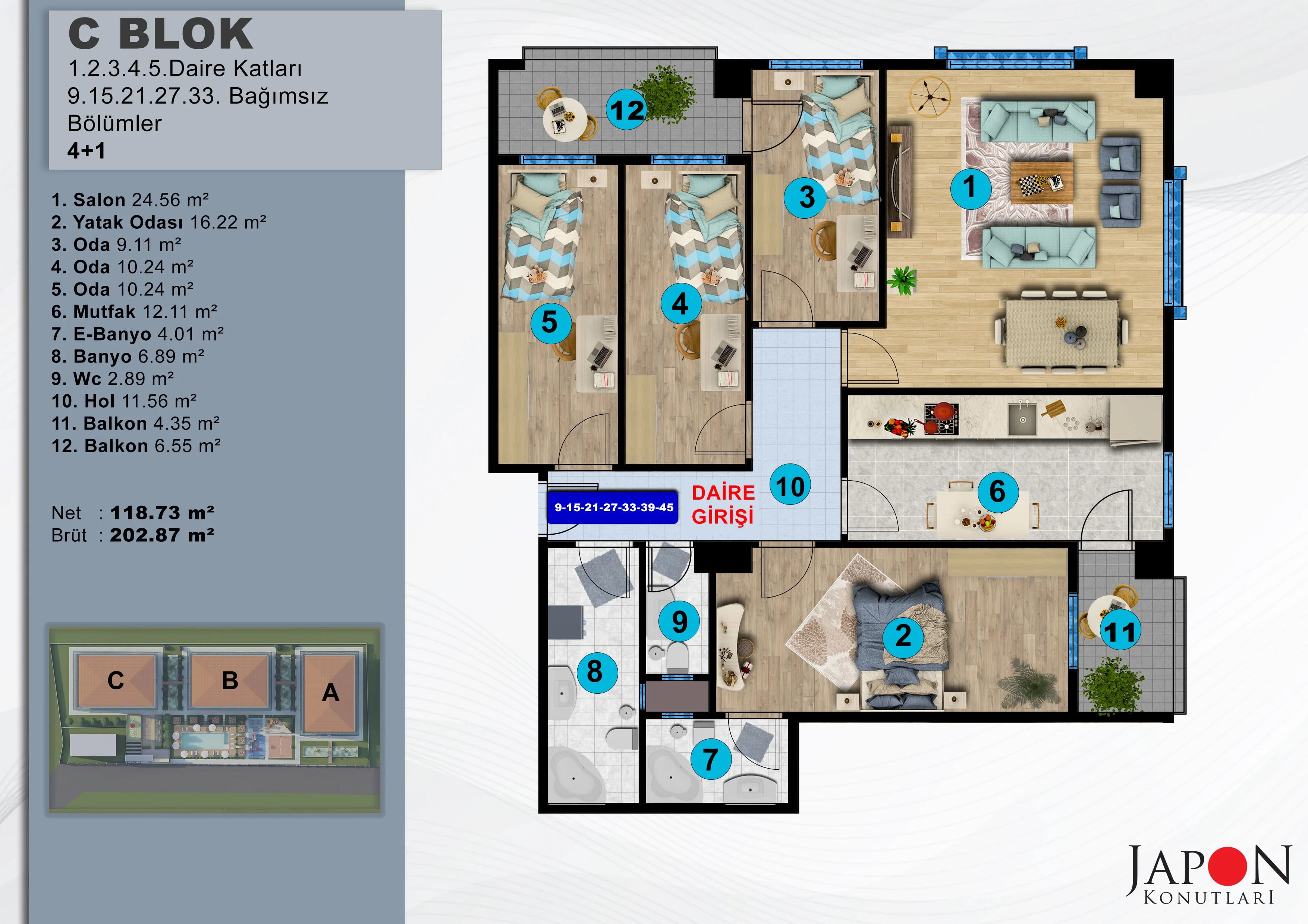 Sancaktepe 26 C Blok 15 No'lu 4+1 Daire – Daire Planı