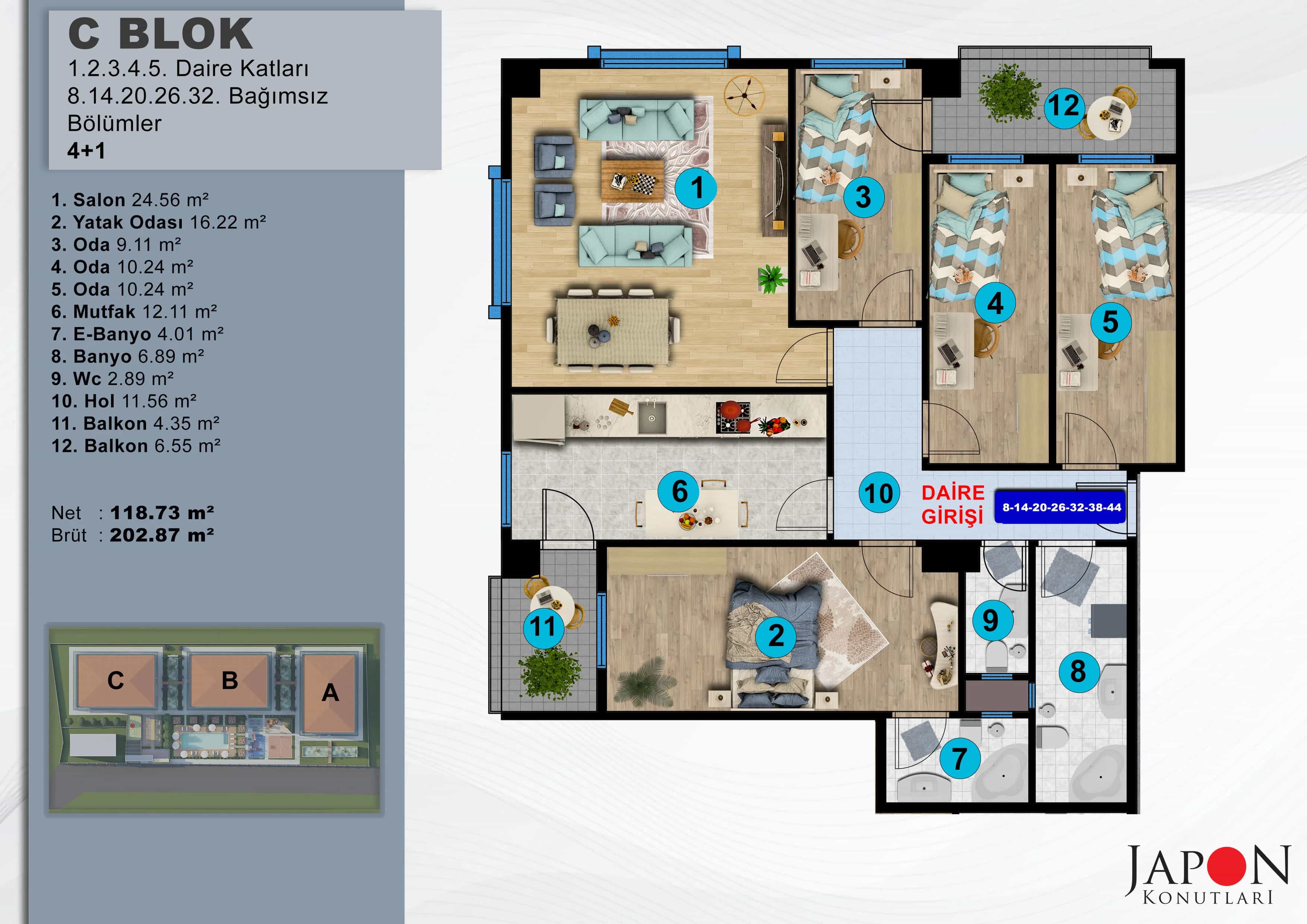 Sancaktepe 26 C Blok 26 No'lu 4+1 Daire – Daire Planı