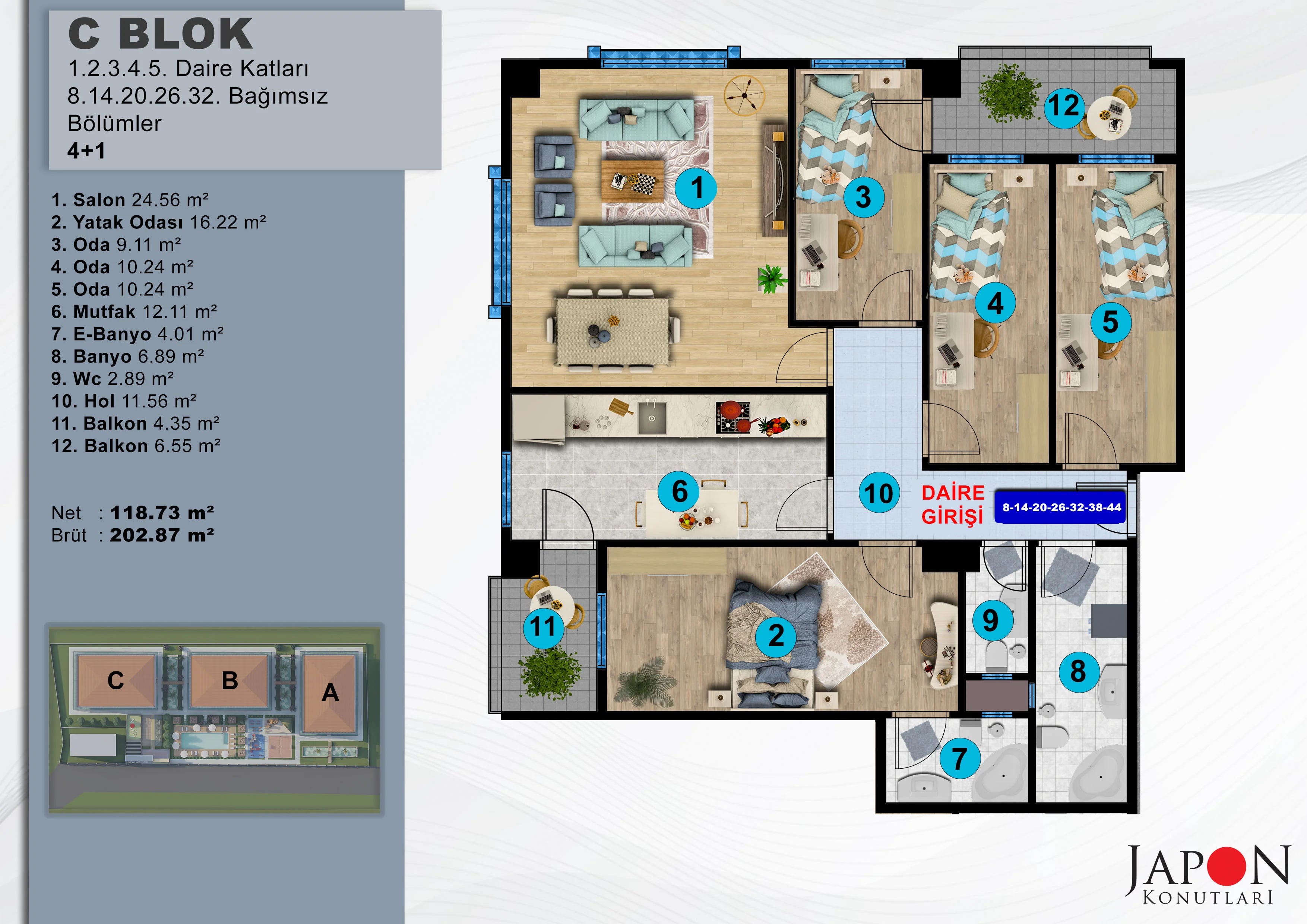 Sancaktepe 26 C Blok 32 No'lu 4+1 Daire – Daire Planı